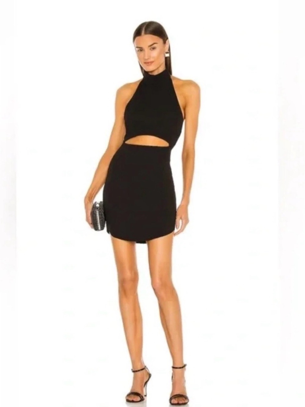 MISHA Black Halter Cutout Mini Dress